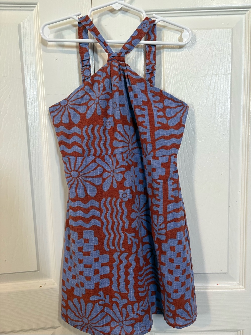 art class Blue & Rust Floral Print Halter-Style Dress